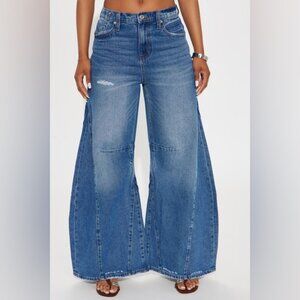 👖🛢️NWT Barrel Leg Blue Denim Jeans Sz 13🛢️👖